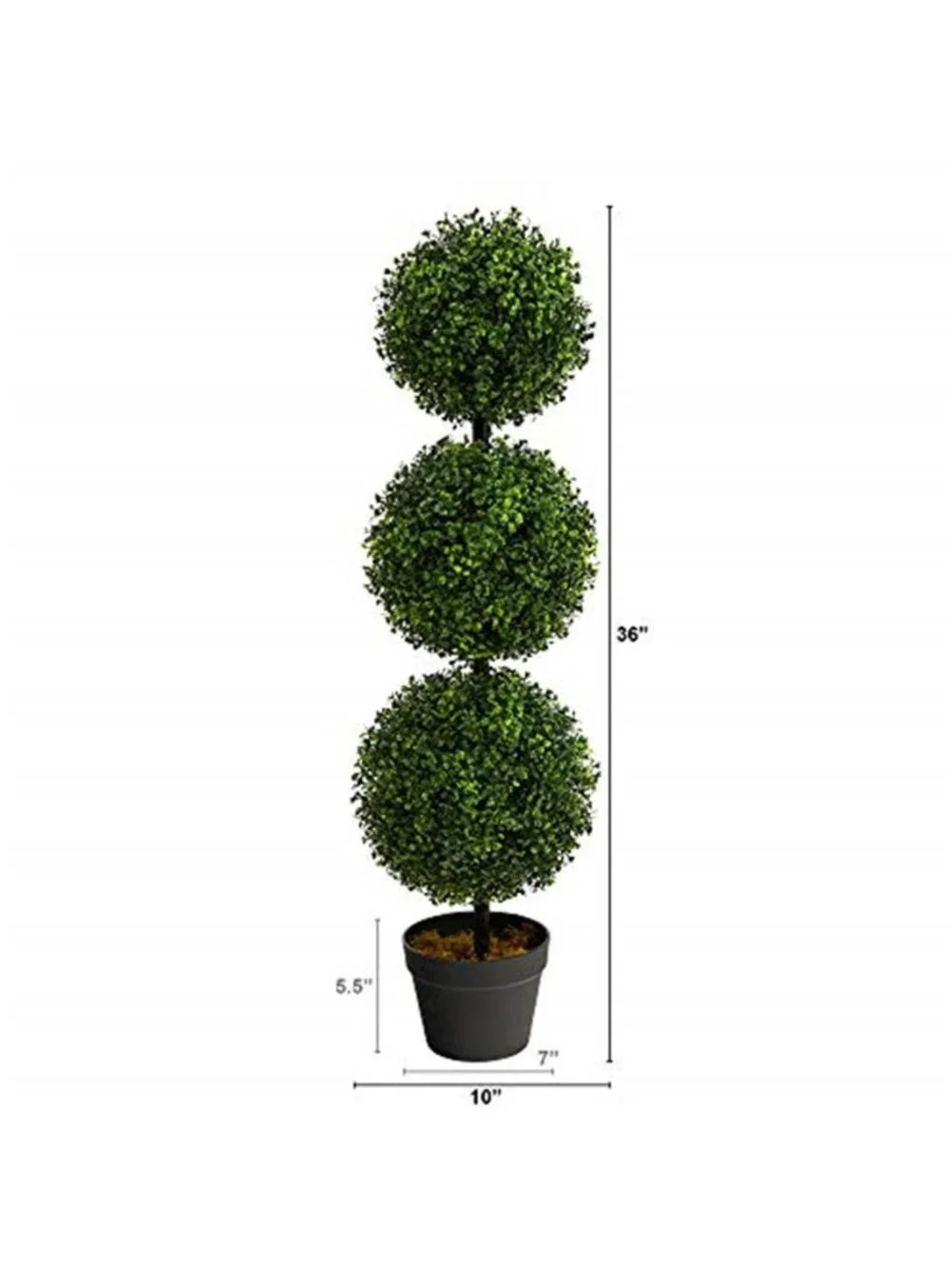 Artificial Boxwood Topiary Tree Triple Ball Faux Plant Indoor Outdoor Decor 36